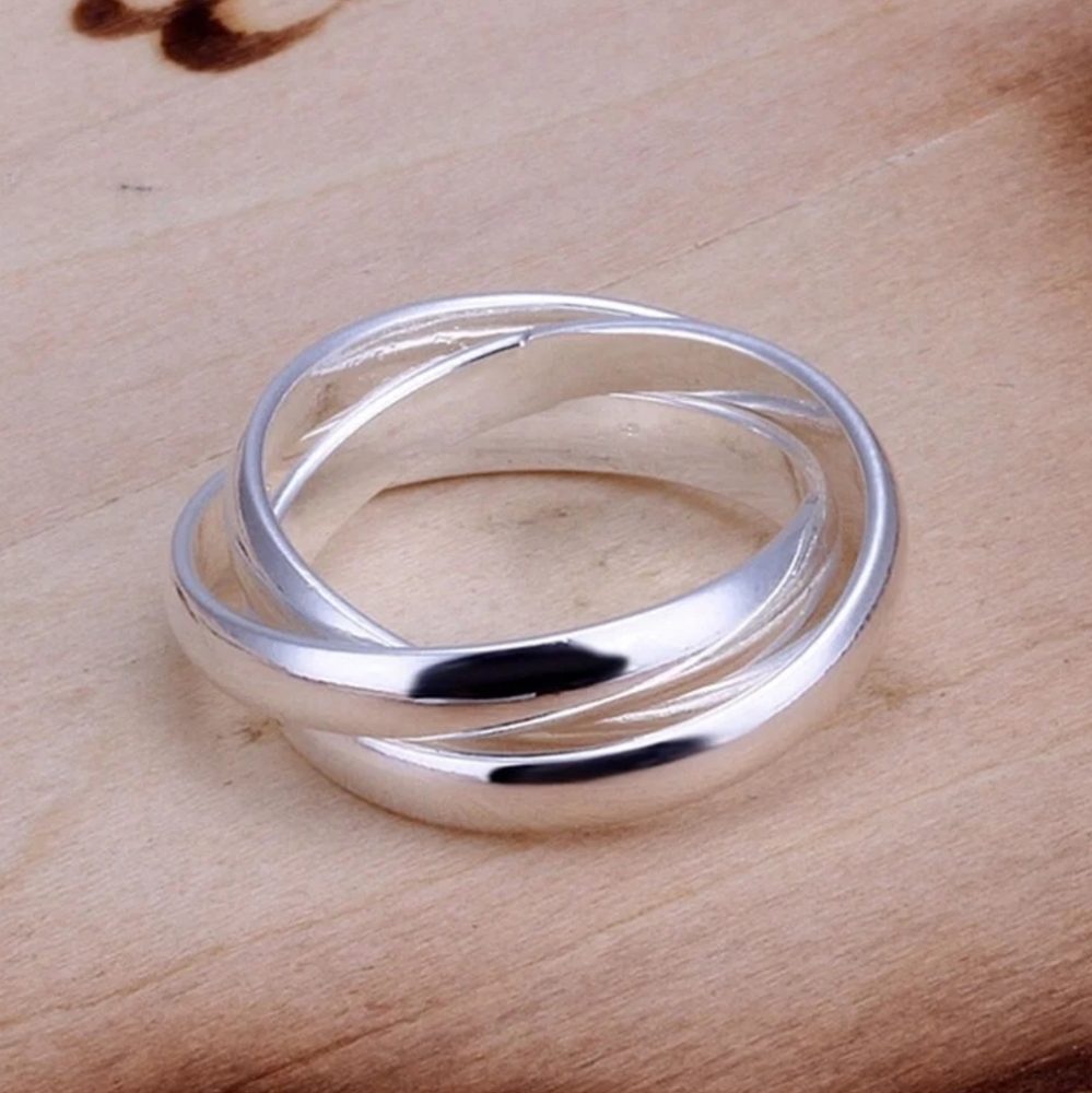 925 Triple Row Interlocking Rings